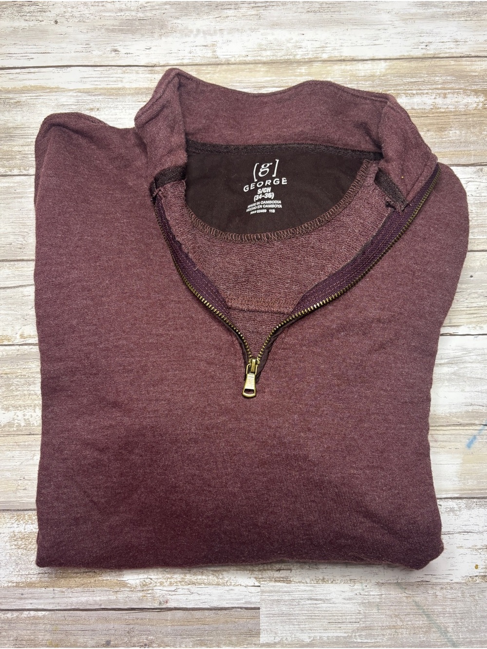 George Men's Zip-Up Sweater - Maroon